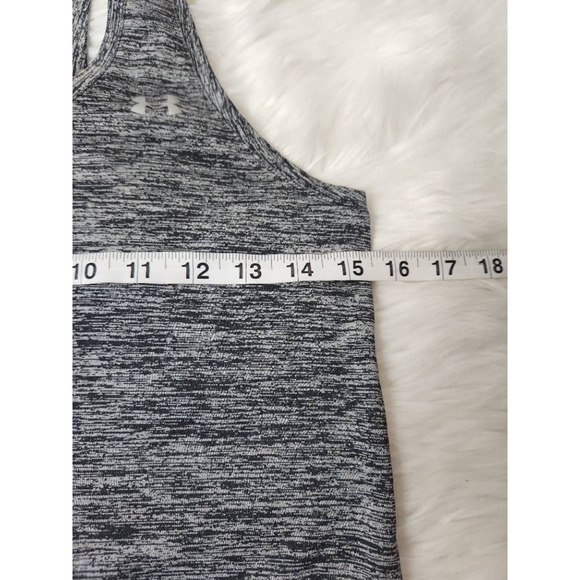 Under Armour Womens Tank Top Shirt Gray Black Heathered Heat Gear Racerback XS - Picture 3 of 6